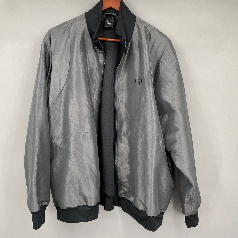Adidas Jacketā Men's 2XL Gray Bomber Track Harden Traveler Basketball IB9432 - Picture 12 of 16